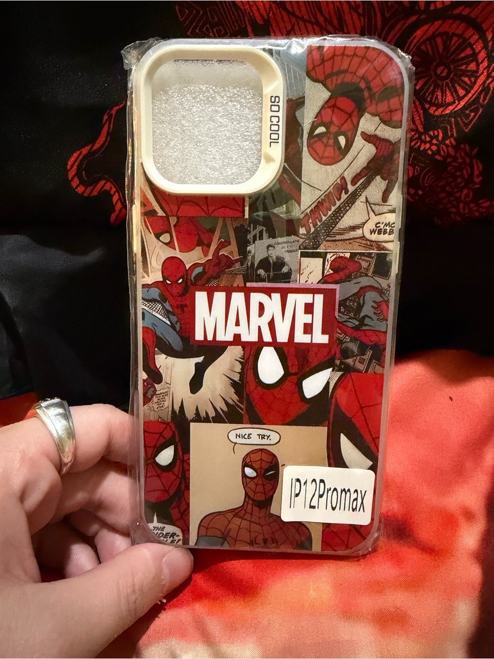 Marvel Spider-Man Comic Red and White iPhone 12 Pro Max Case